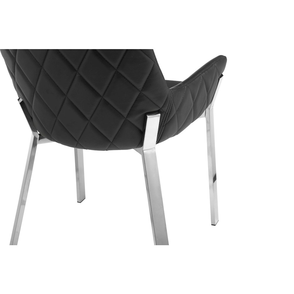 Hudson Diamond Tufted Chair Silver/Black Faux Leather - Set Of 2. Picture 6