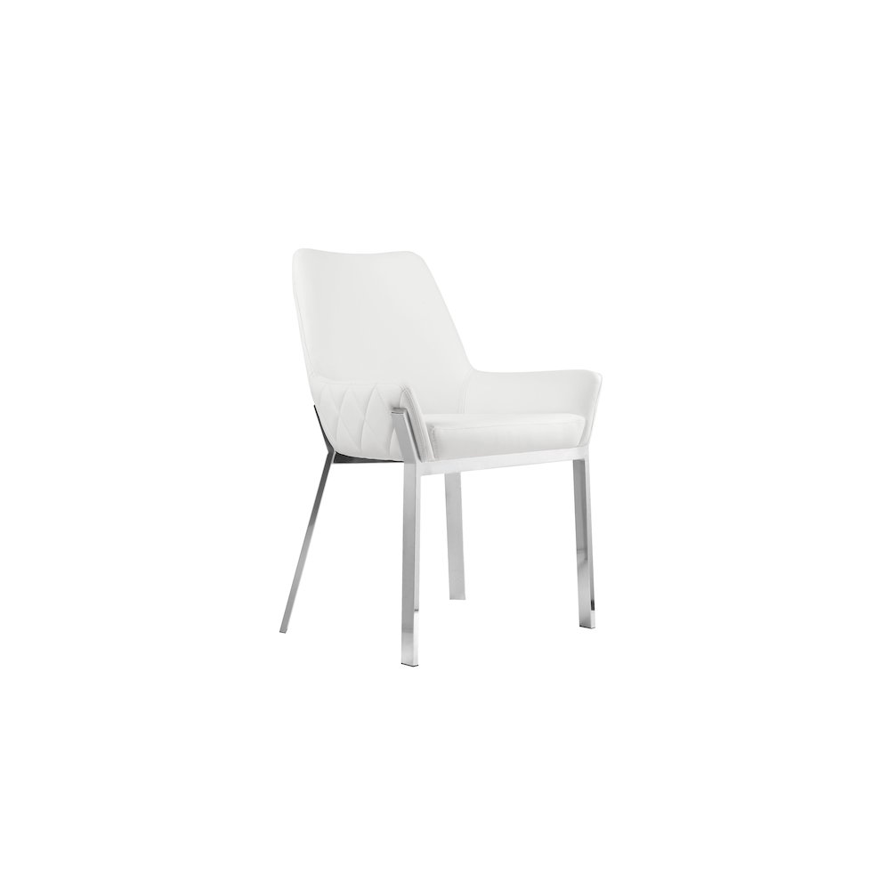 Hudson Diamond Tufted Chair Silver/White Faux Leather - Set Of 2. Picture 2