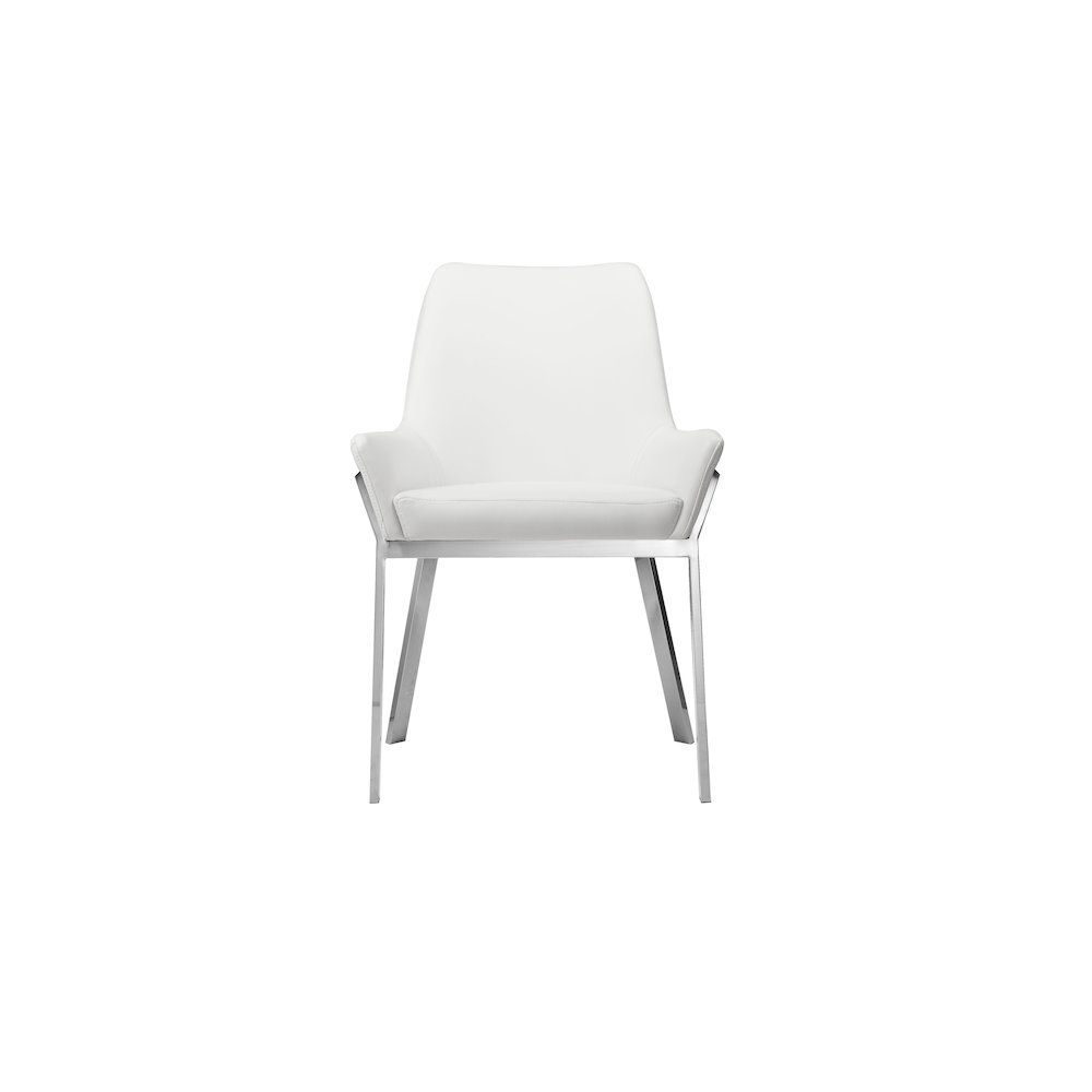 Hudson Diamond Tufted Chair Silver/White Faux Leather - Set Of 2. Picture 3