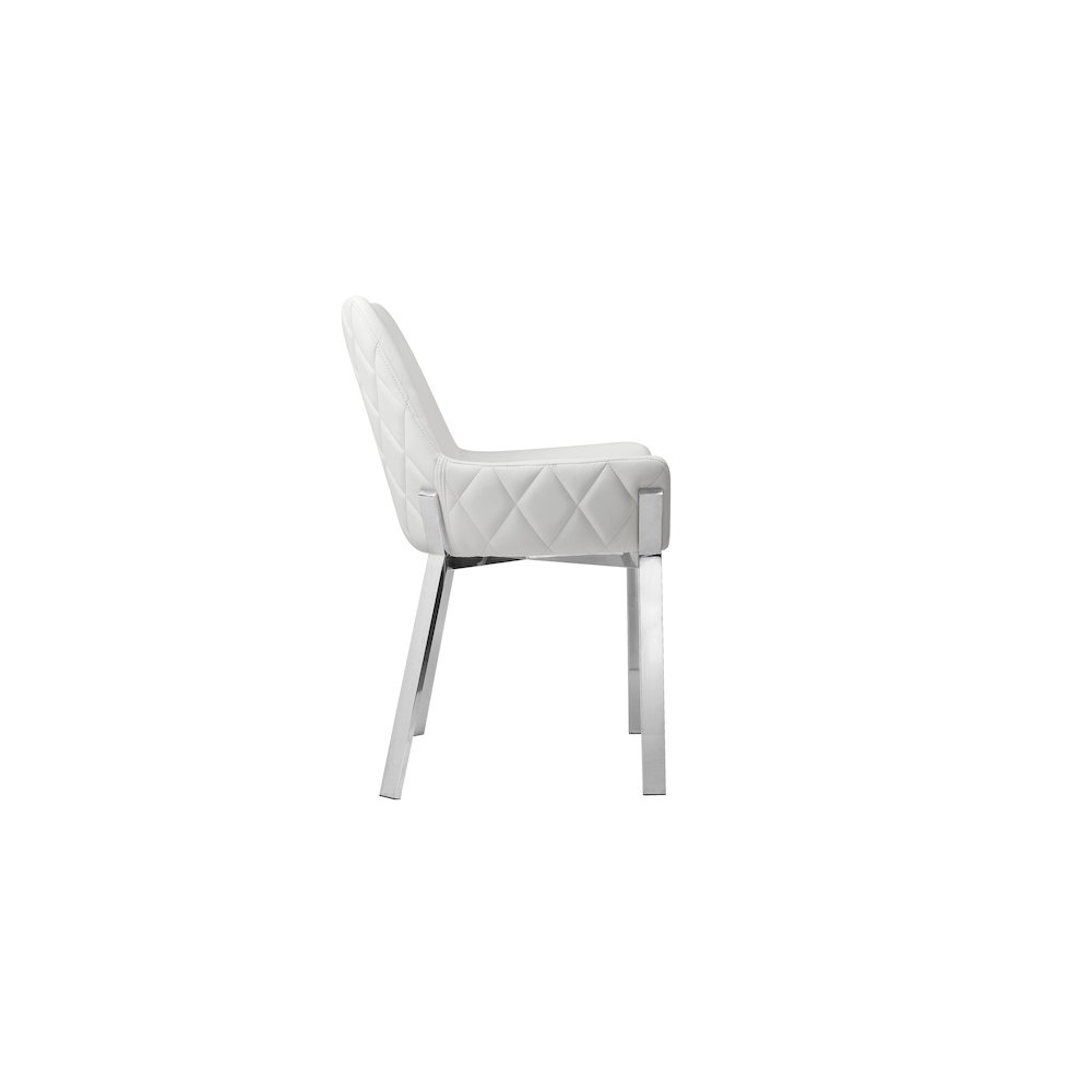 Hudson Diamond Tufted Chair Silver/White Faux Leather - Set Of 2. Picture 4