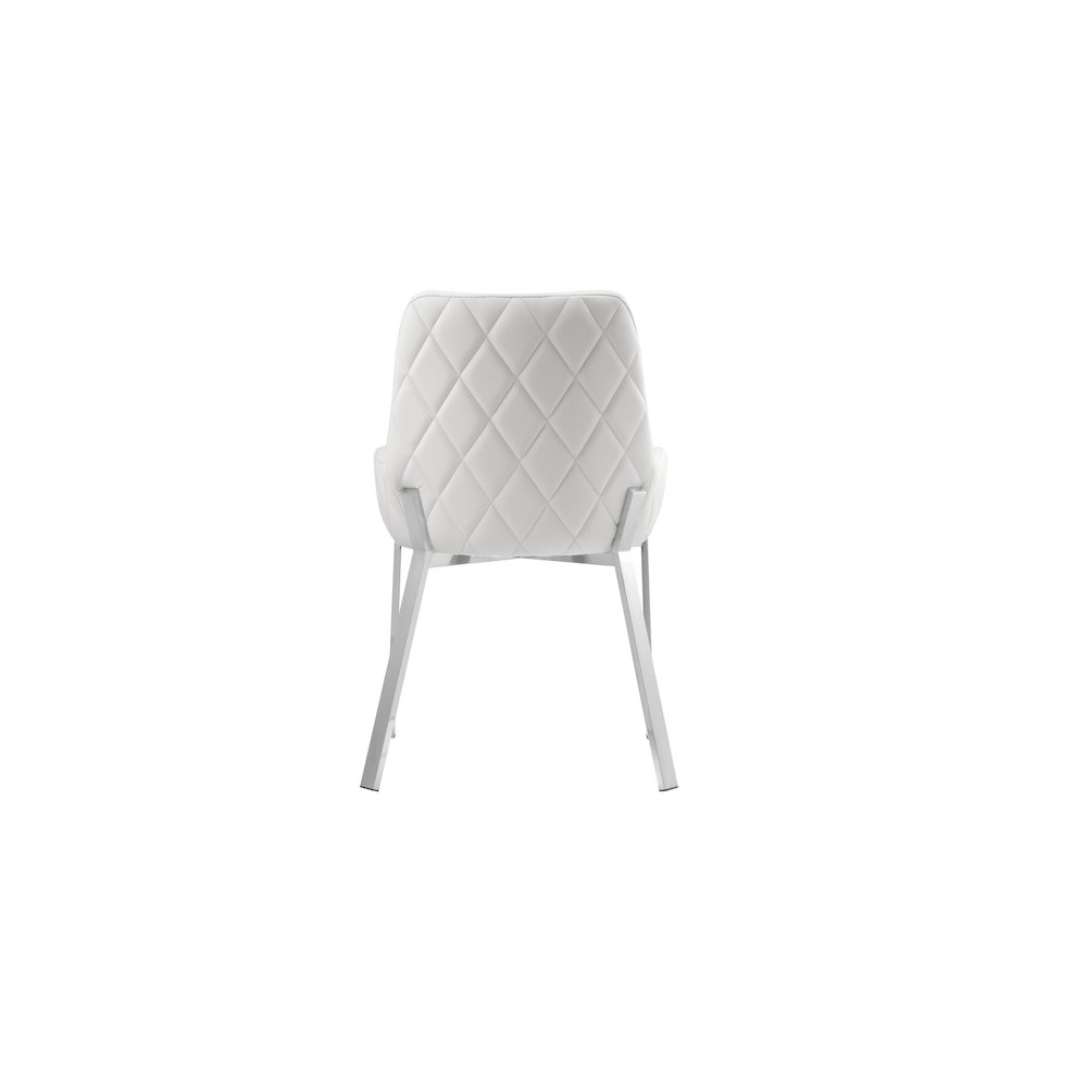 Hudson Diamond Tufted Chair Silver/White Faux Leather - Set Of 2. Picture 5
