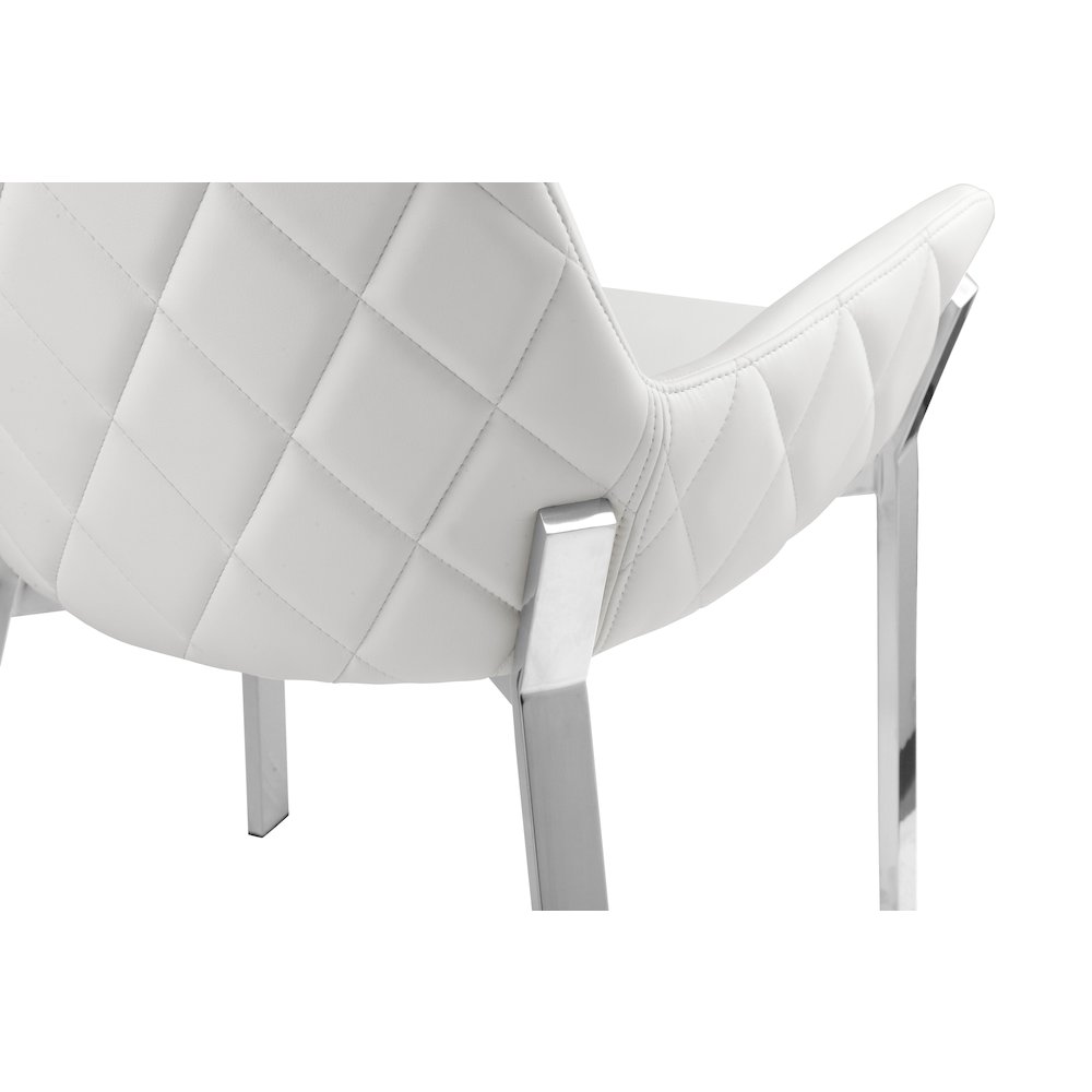 Hudson Diamond Tufted Chair Silver/White Faux Leather - Set Of 2. Picture 6