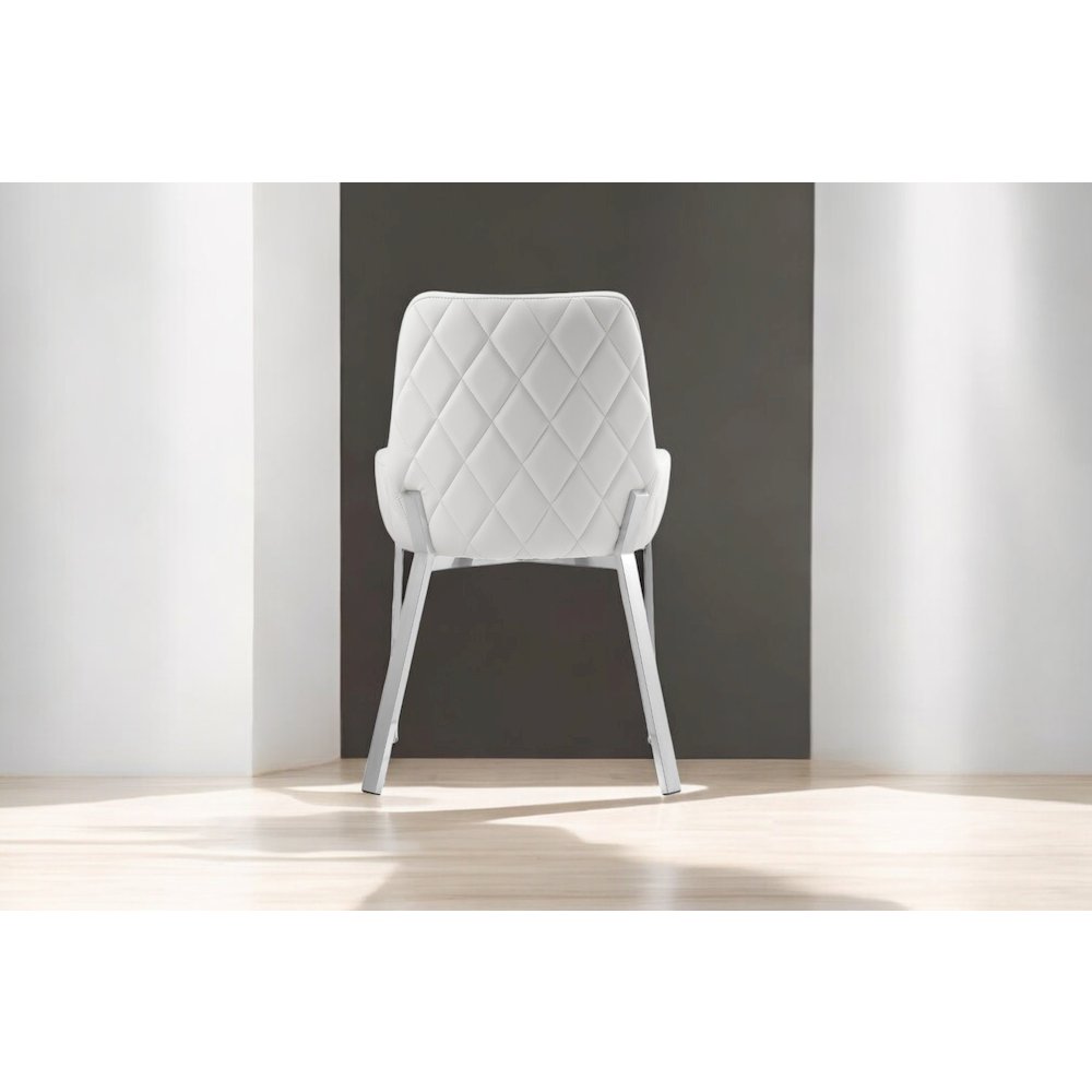 Hudson Diamond Tufted Chair Silver/White Faux Leather - Set Of 2. Picture 8
