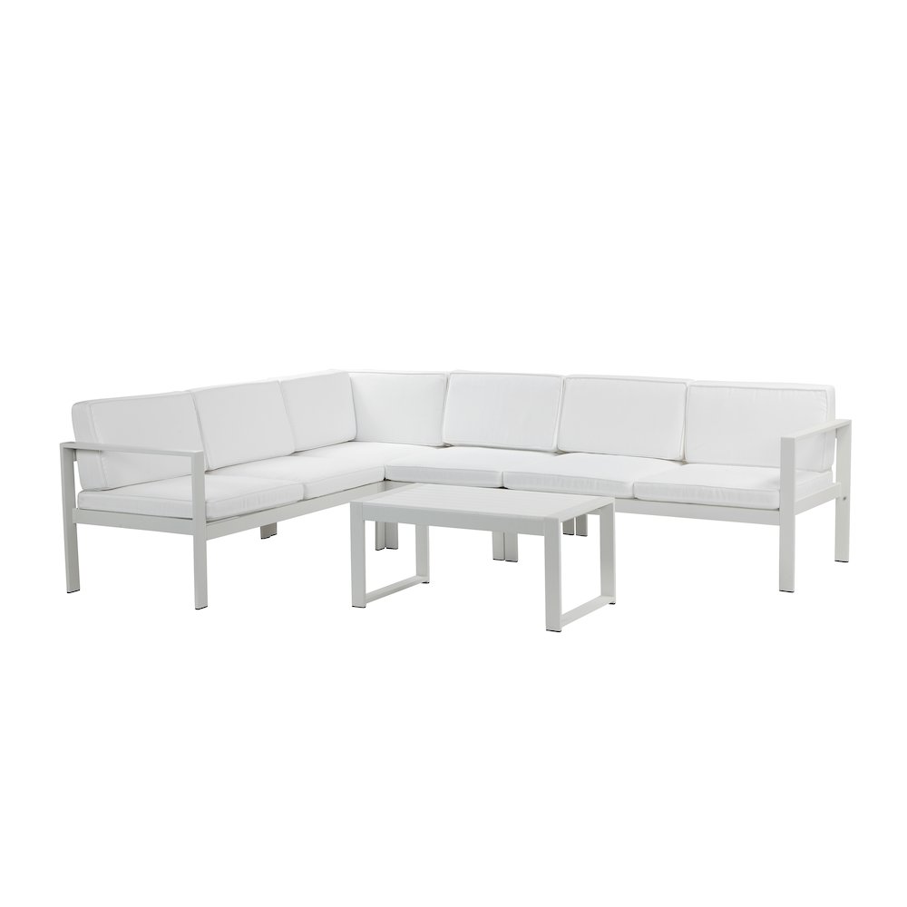 Karen 5 Piece Sectional White In Aluminum, Polyresin. Picture 1