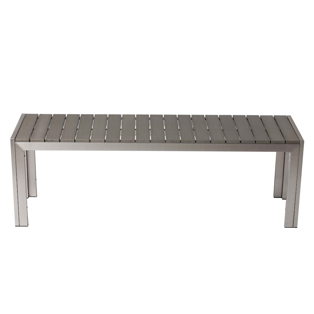 Breeze Bench, Brush Grey In Aluminum, Polyresin. Picture 1