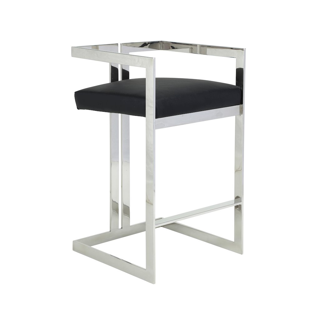Kenzie Bar Stool Silver/Black Faux Leather. Picture 2