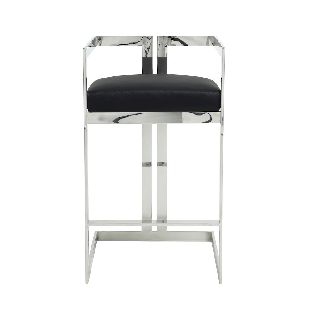 Kenzie Bar Stool Silver/Black Faux Leather. Picture 1