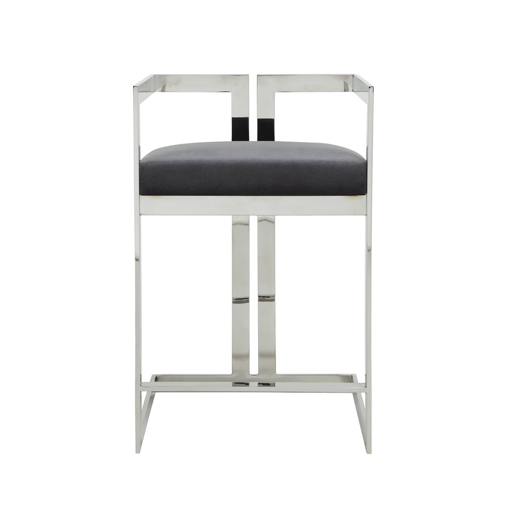 Kenzie Counter Stool Silver/Gray Velvet. Picture 2