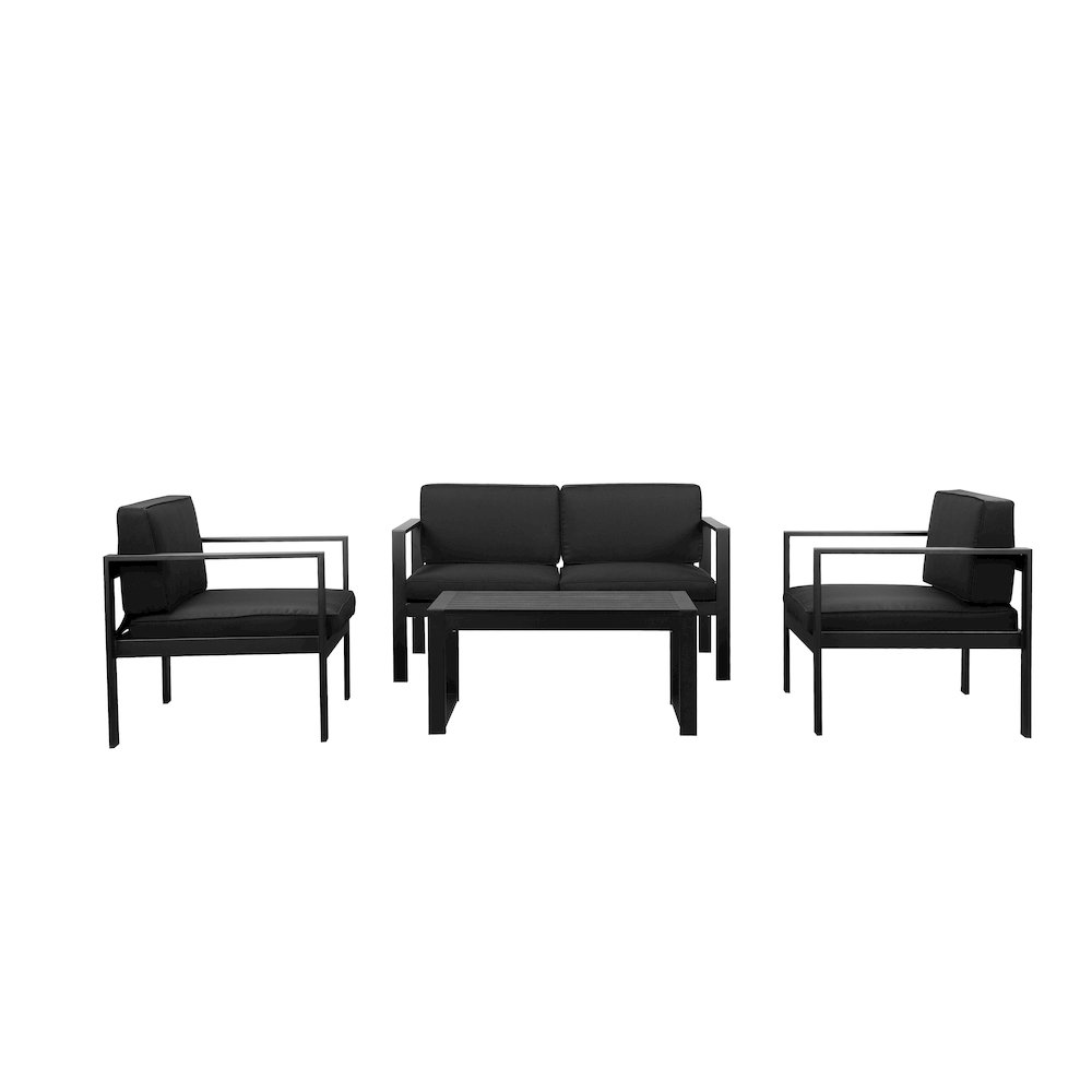 Karen 4 Piece Sofa Set, Black In Aluminum. Picture 1