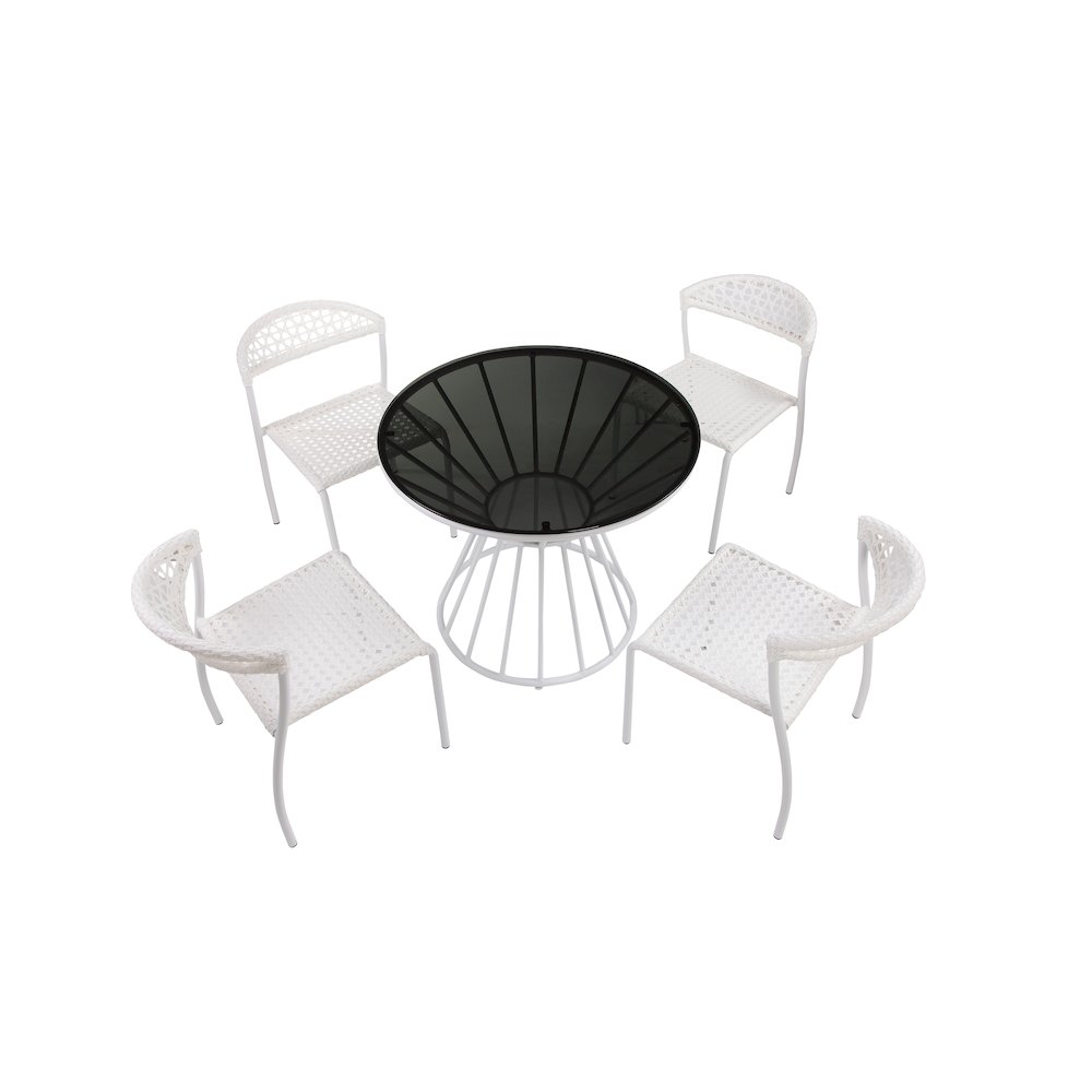 Rose 5 Piece Dining Set In Rattan. Picture 1