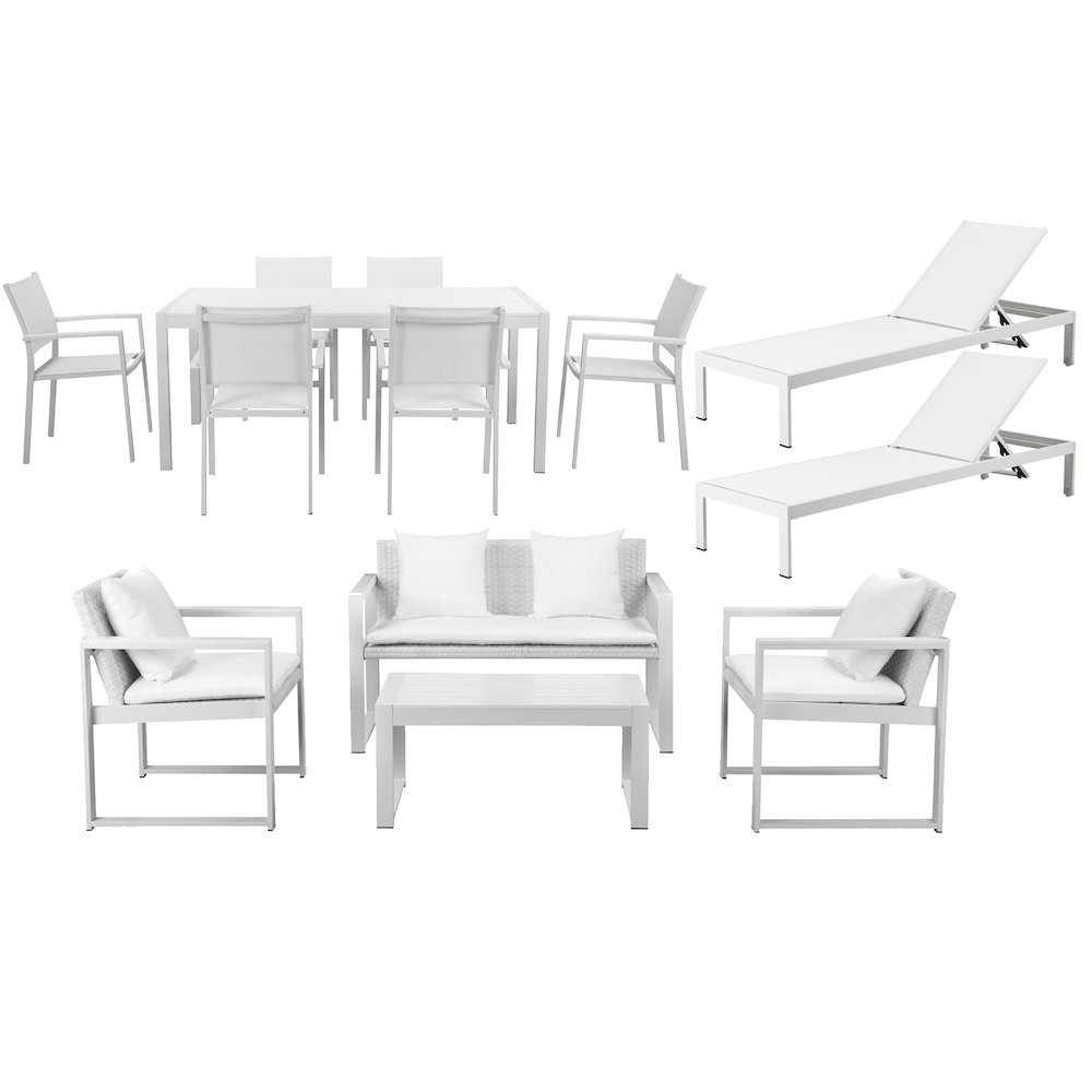 Chester 13 Piece Set, White & White In Aluminum, Polyesin, Textilene. Picture 1