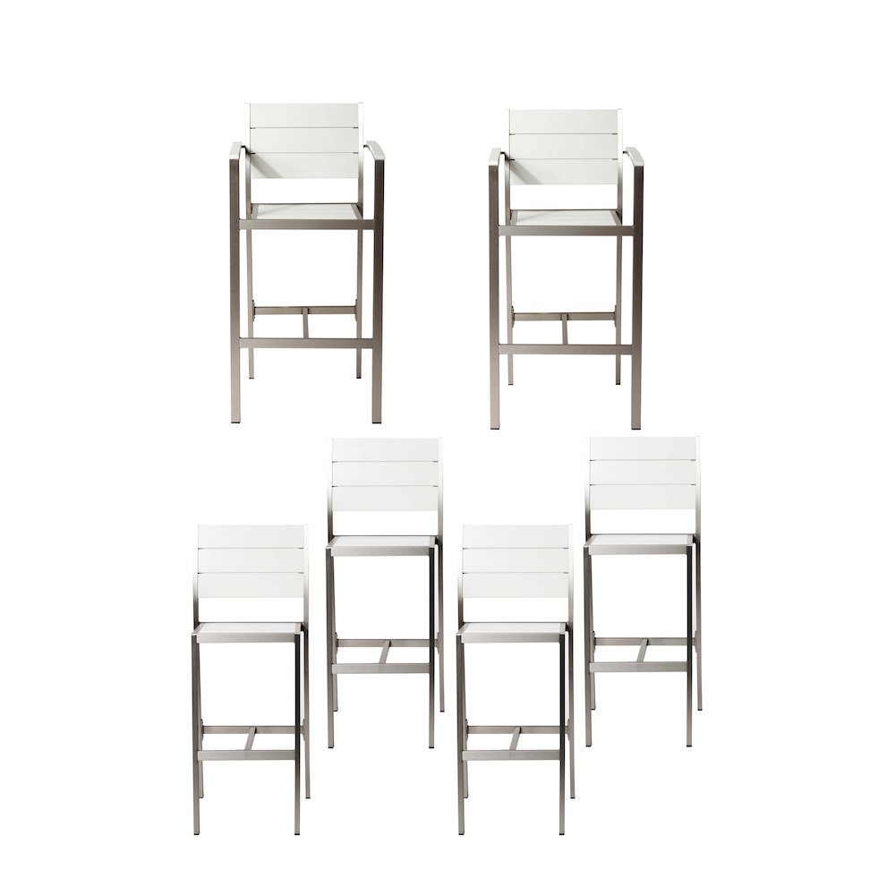 Set Of 6 Betty Bar Stools, White In Aluminum, Polyresin. Picture 1
