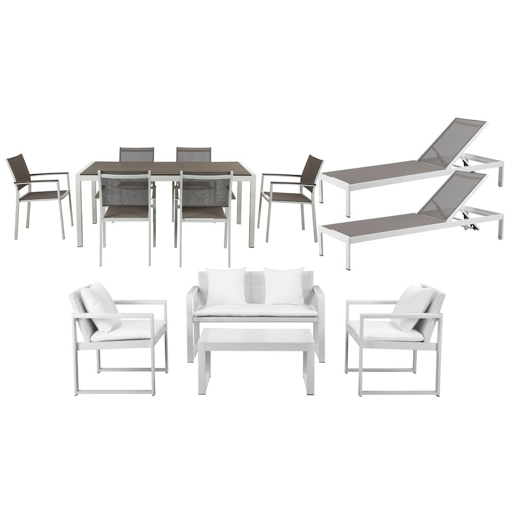 Chester 13 Piece Set White/Grey In Aluminum, Polyesin, Textilene. Picture 1