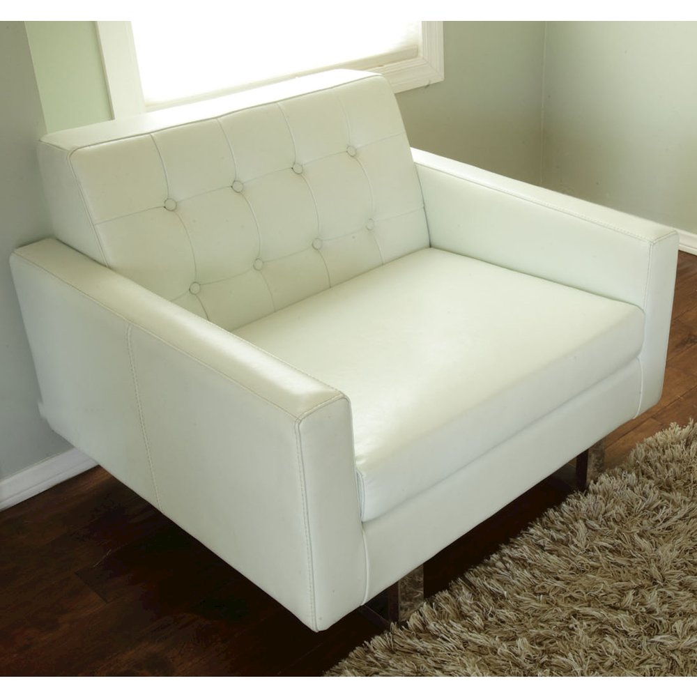Sloan Sofa Chair Faux Leather White. Picture 3