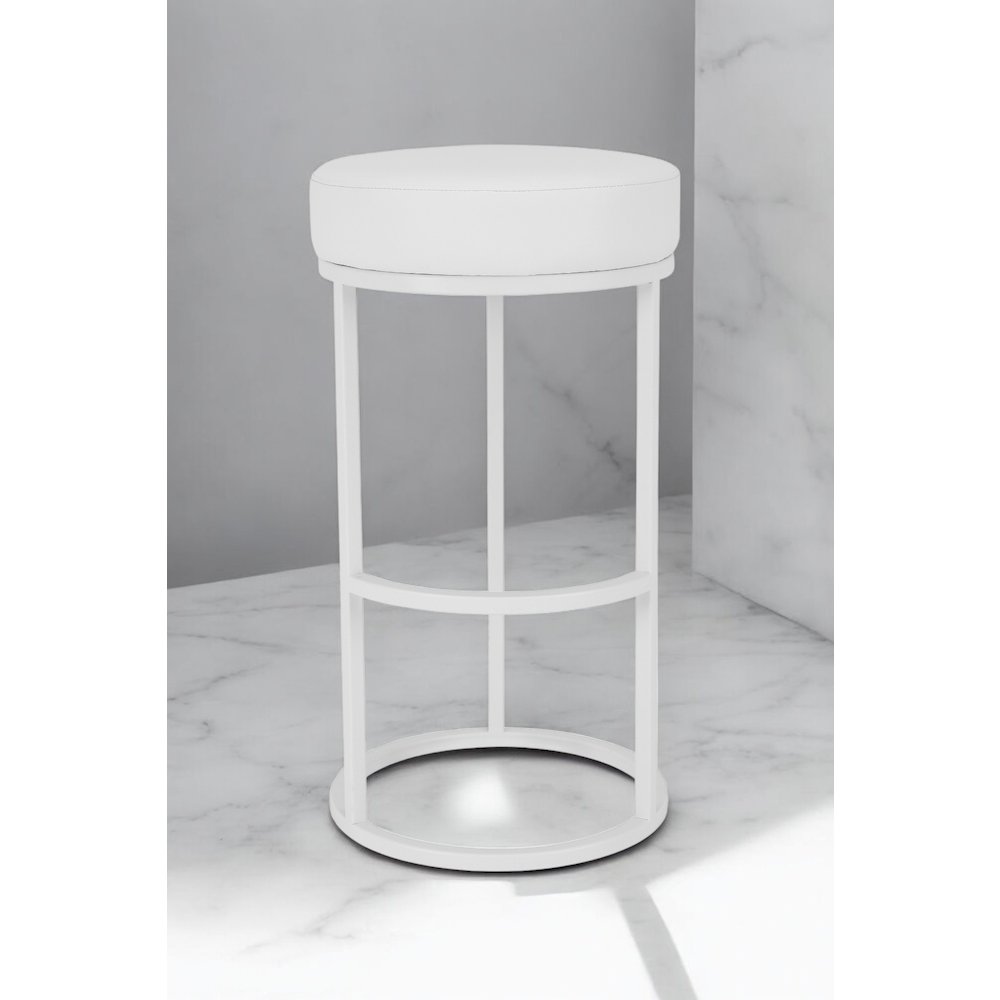 Stan Bar Stool Faux Leather White. Picture 4
