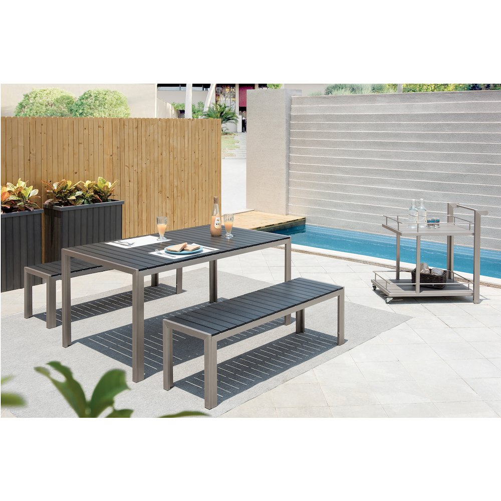 Breeze 4 Piece Dining Set, Grey In Aluminum, Polyresin. Picture 1