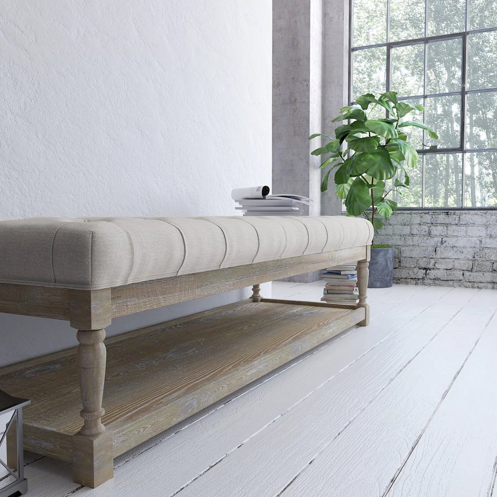 Z-Athena-59 Bench White And Linen. Picture 1