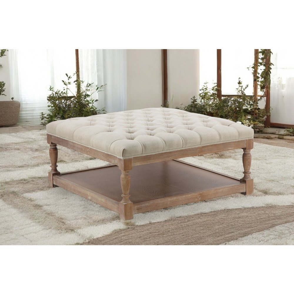 Z-Athena-Sq36 Coffee Table White And Linen. Picture 2
