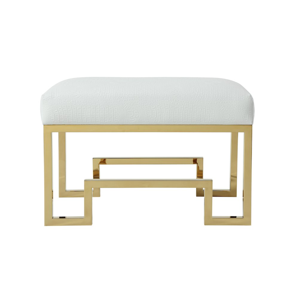Z-Laurence Stool Gold White Gator. Picture 1