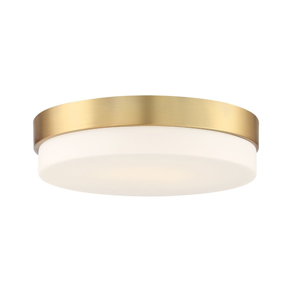 LED Flush Mount in Antique Brushed Brass Color. Picture 1