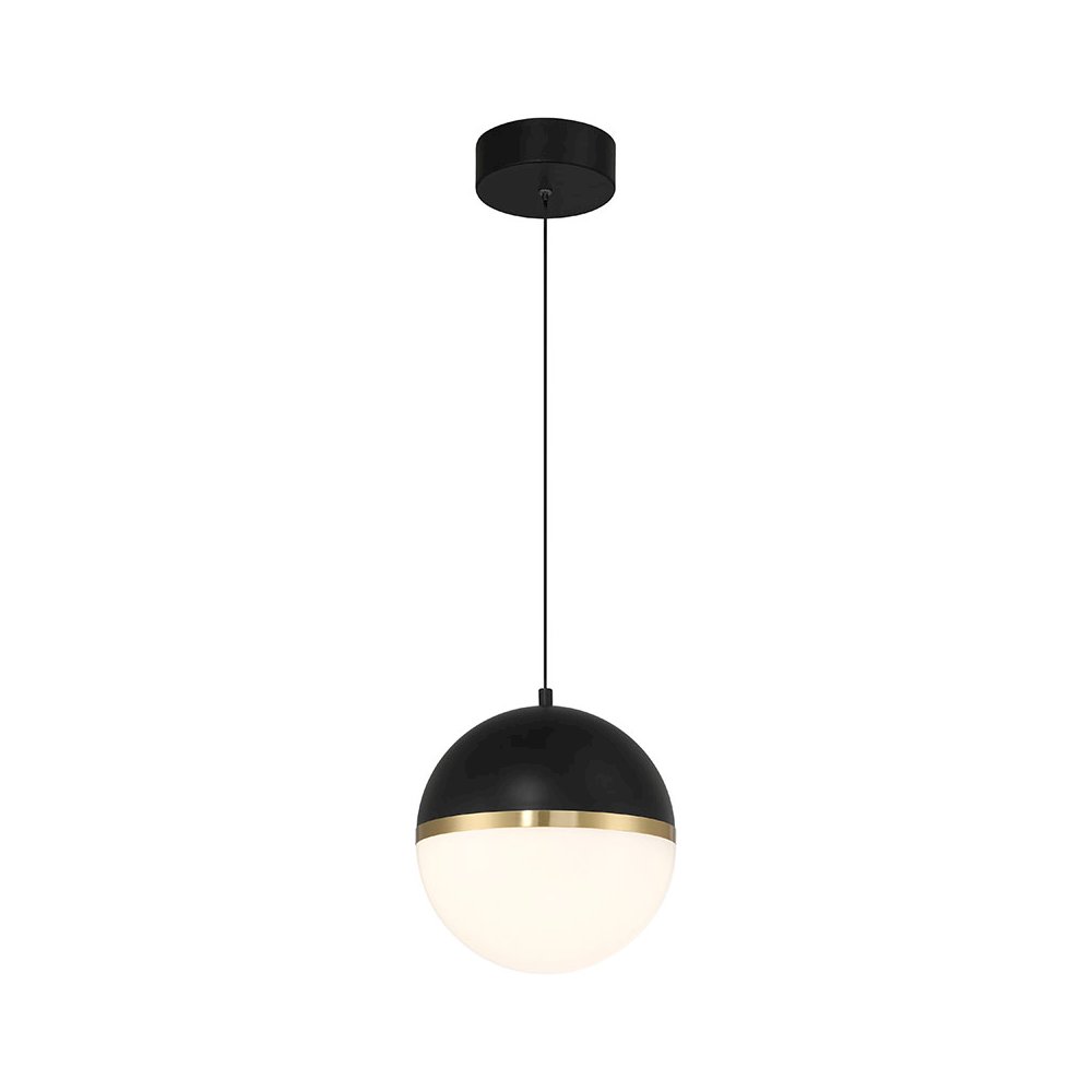 LED Pendant in Black with Antique Brushed Brass Color. Picture 1
