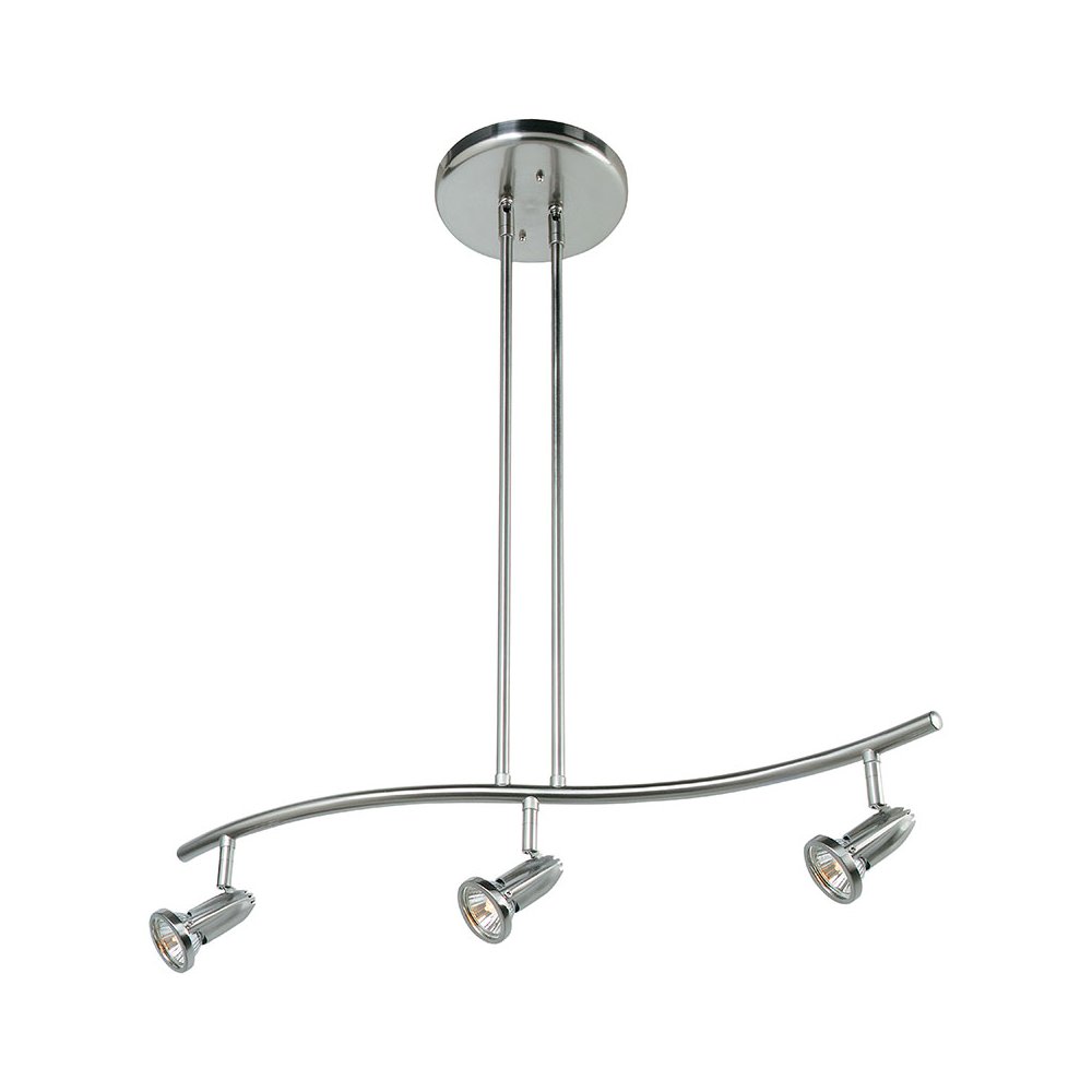 3 Light Adjustable Pendant or Semi-Flush in Brushed Steel Color. Picture 1