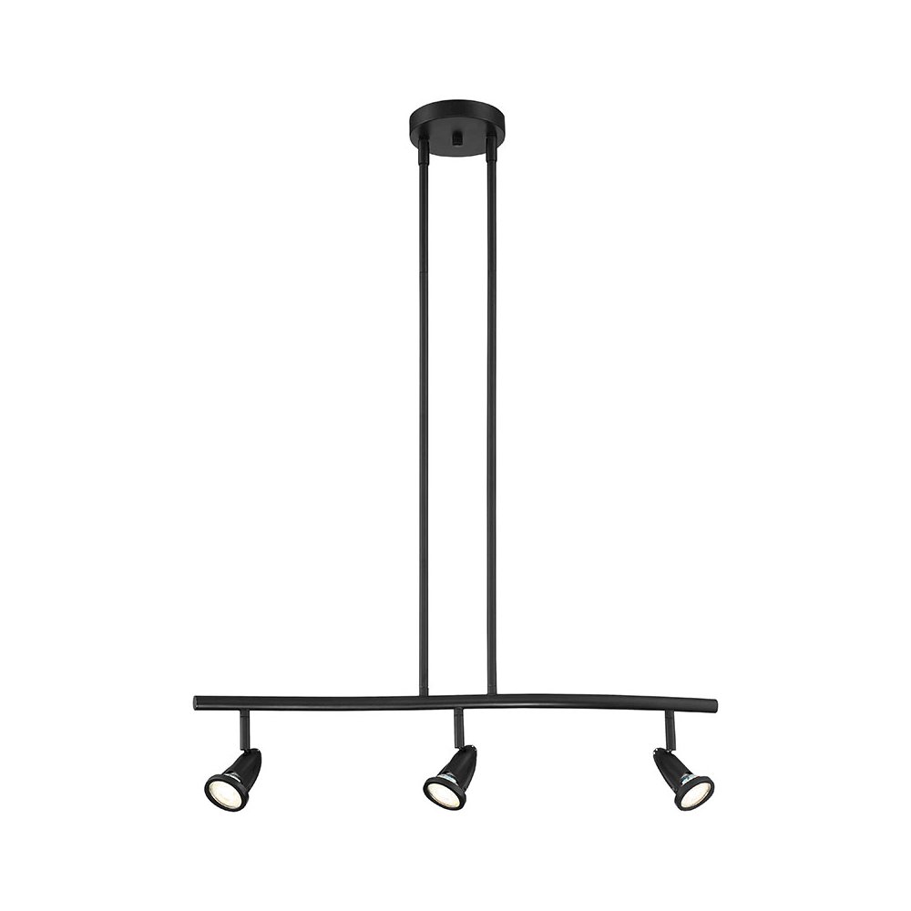 3 Light Adjustable LED Pendant or Semi-Flush in Black Color. Picture 1