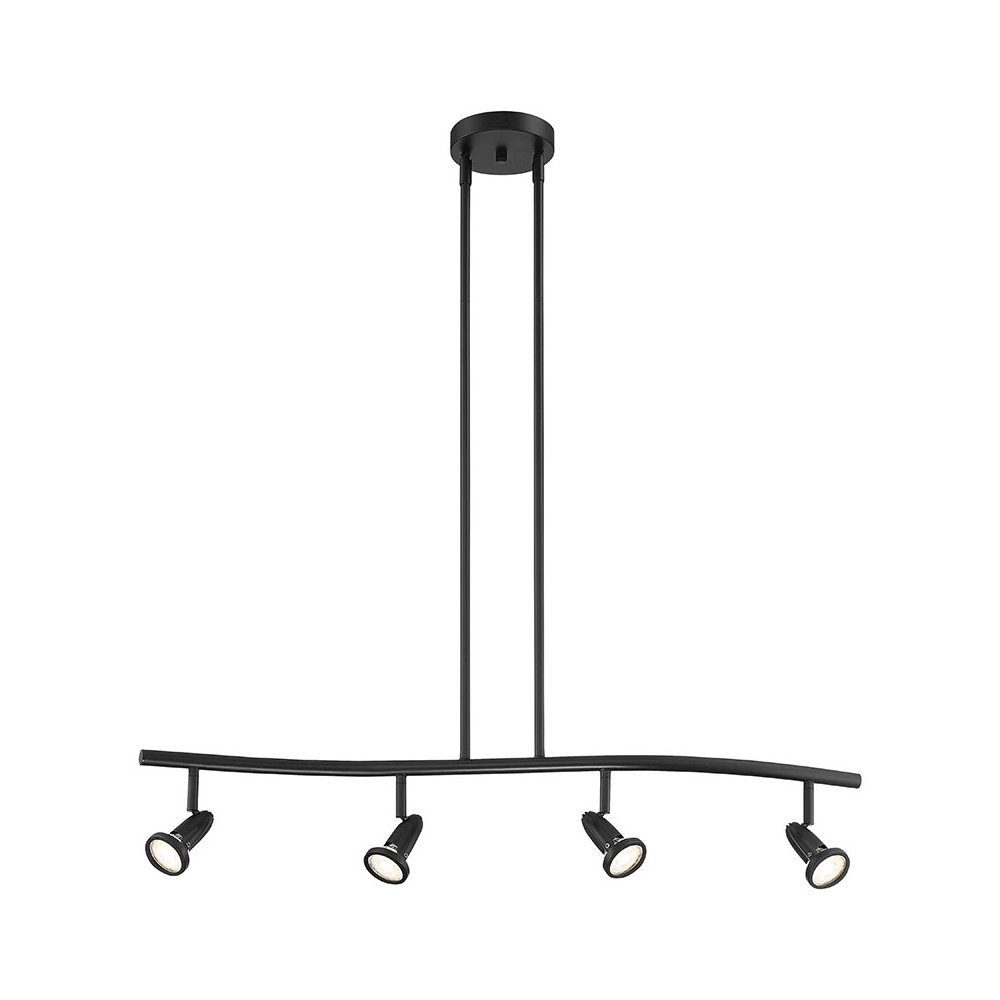 4 Light Adjustable LED Pendant or Semi-Flush in Black Color. Picture 1