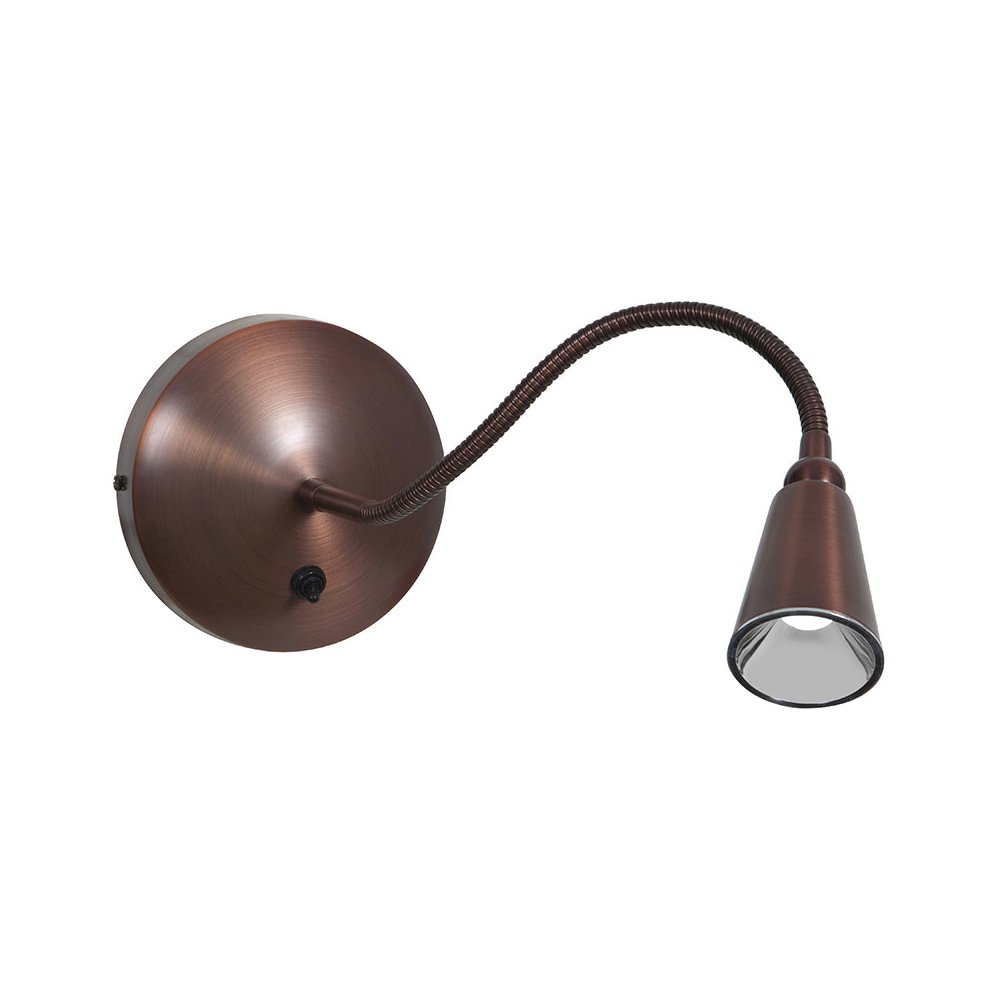 Gooseneck LED Wall Reading Light in Bronze Color. Picture 1