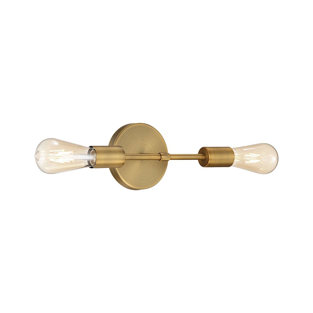 2 Light LED Wall Sconce in Antique Brushed Brass Color. Picture 1
