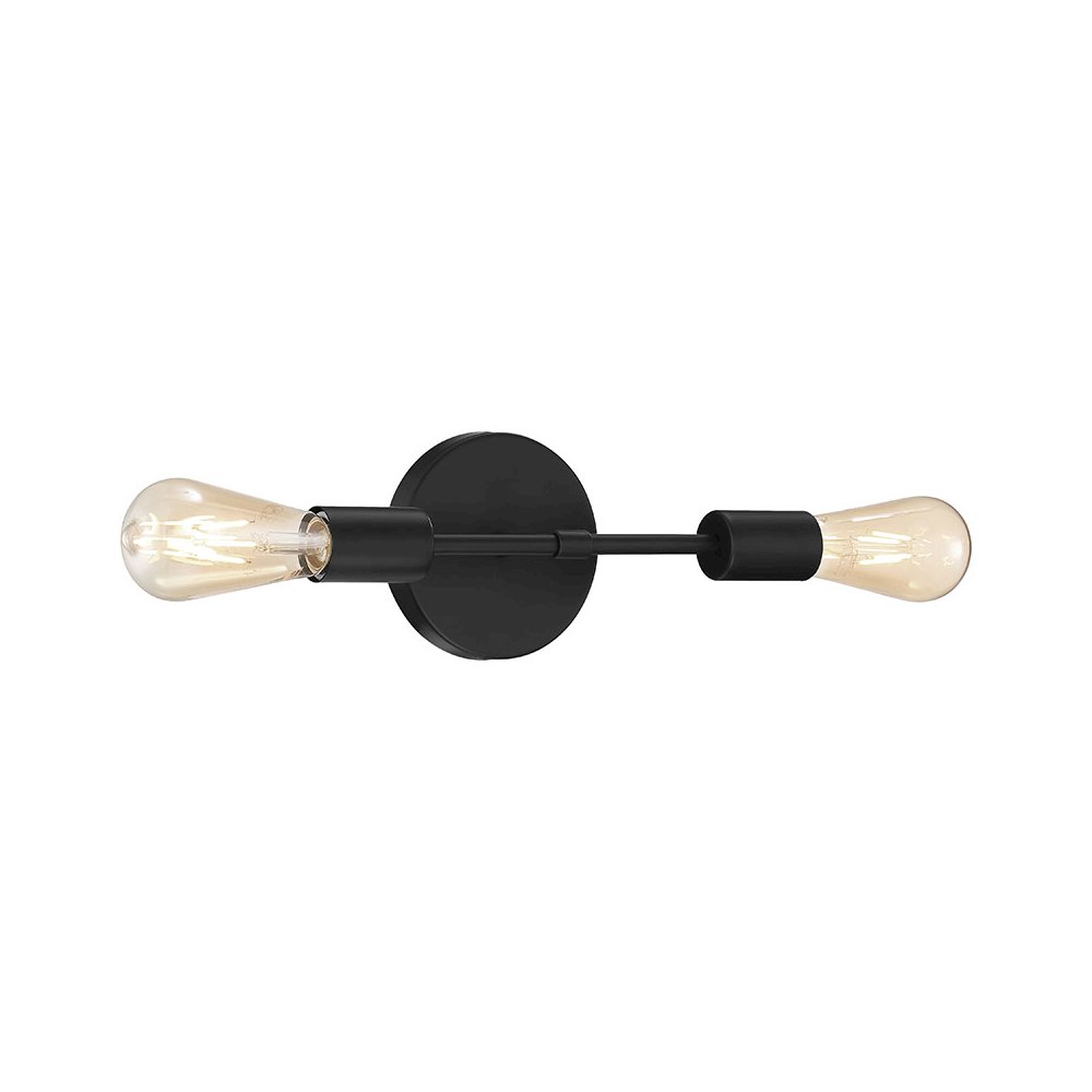 2 Light LED Wall Sconce in Matte Black Color. Picture 1