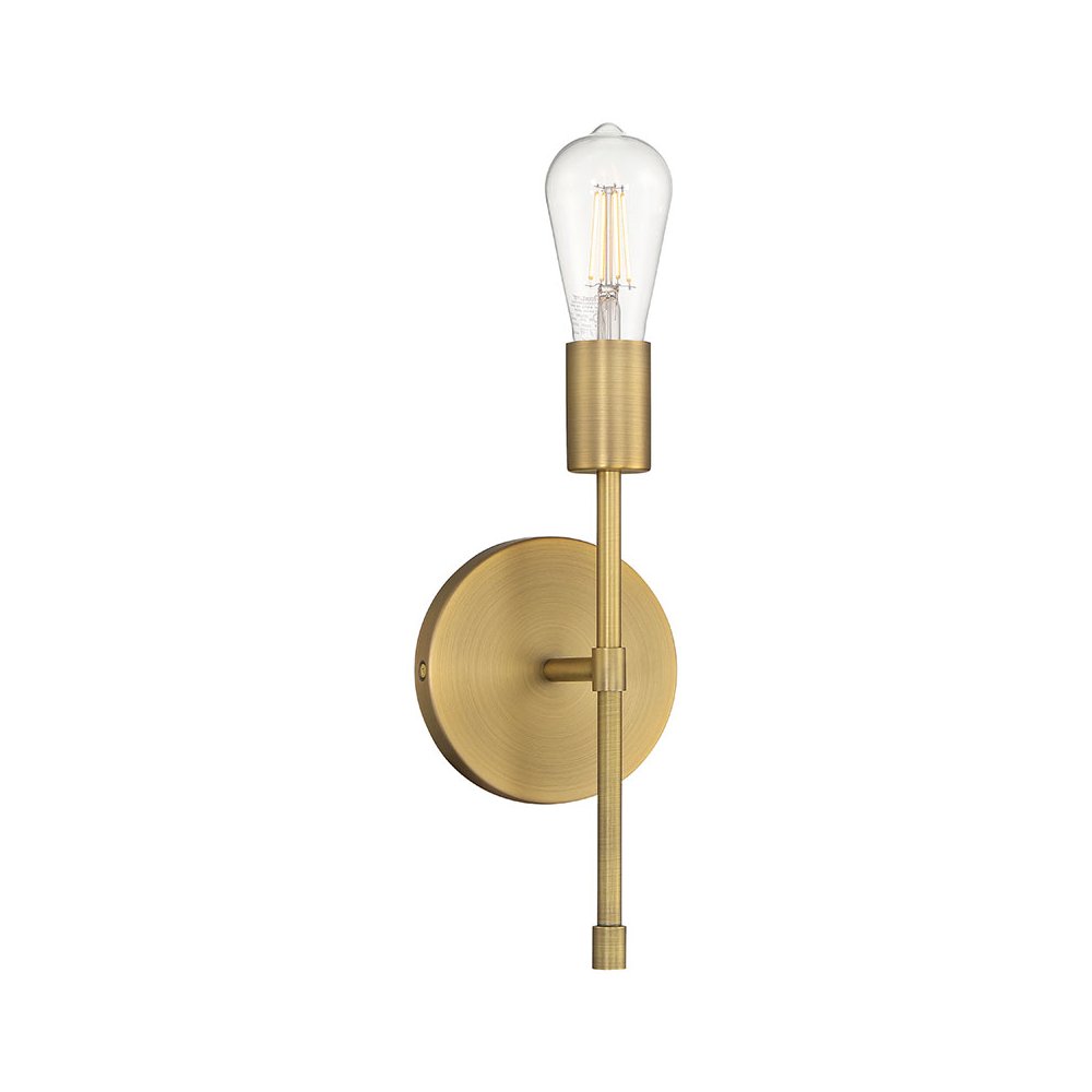 1 Light LED Wall Sconce in Antique Brushed Brass Color. Picture 1