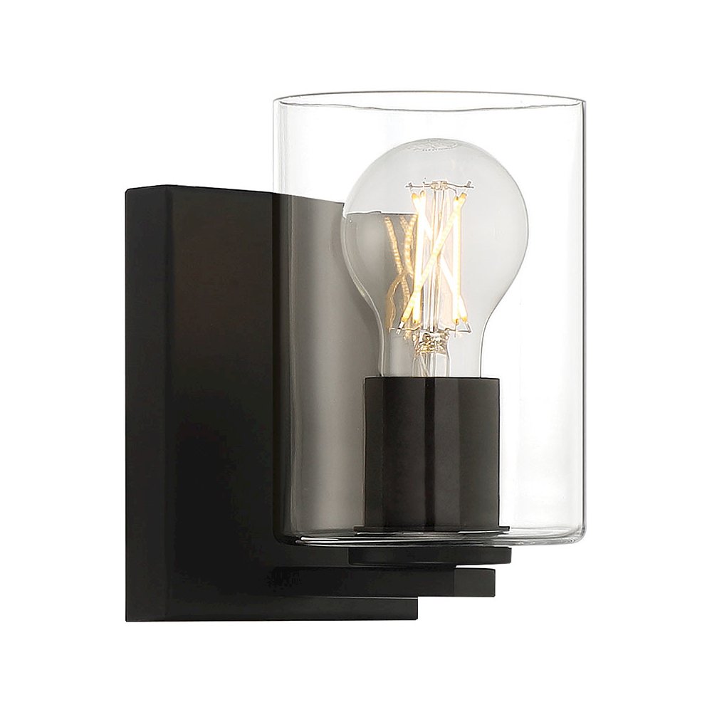 1 Light LED Wall Sconce & Vanity in Matte Black Color. Picture 1