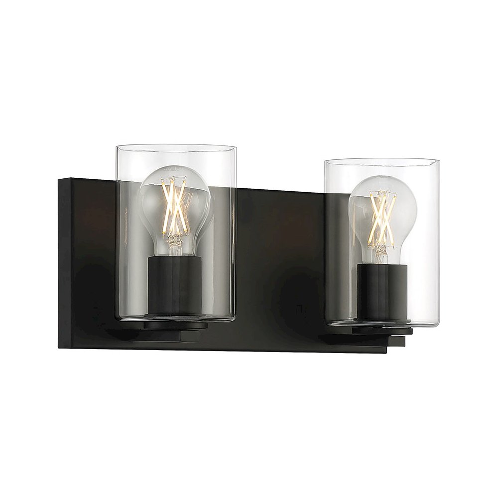 2 Light LED Vanity in Matte Black Color. Picture 1