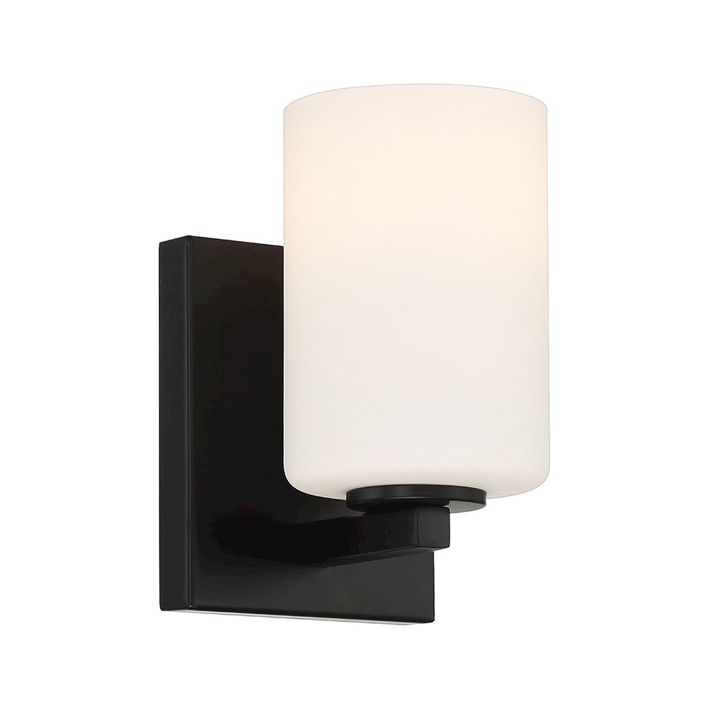 1 Light Wall Sconce & Vanity in Matte Black Color. Picture 1