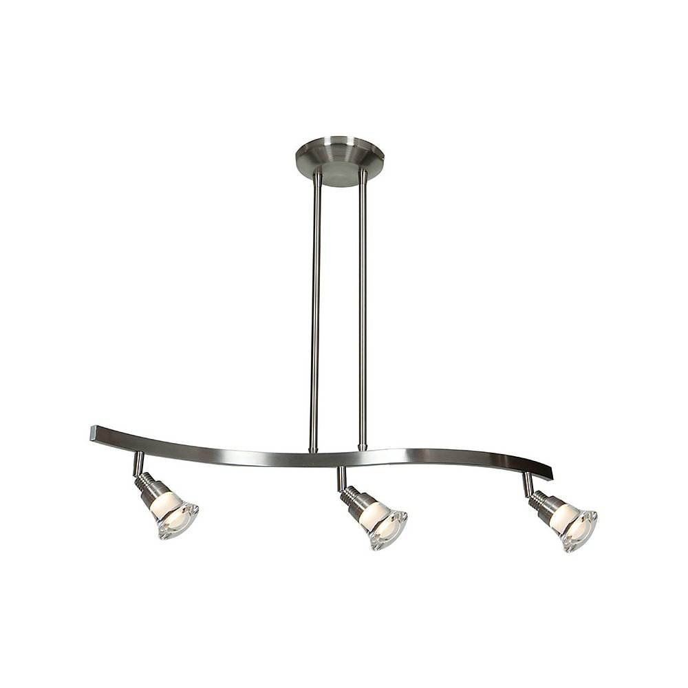 3 Light LED Pendant Spotlight in Matte Chrome Color. Picture 1