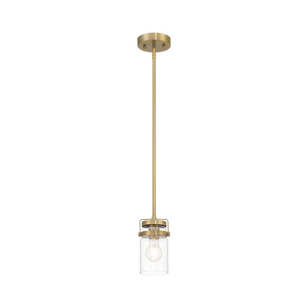 1 Light Pendant in Brushed Gold Color. Picture 1