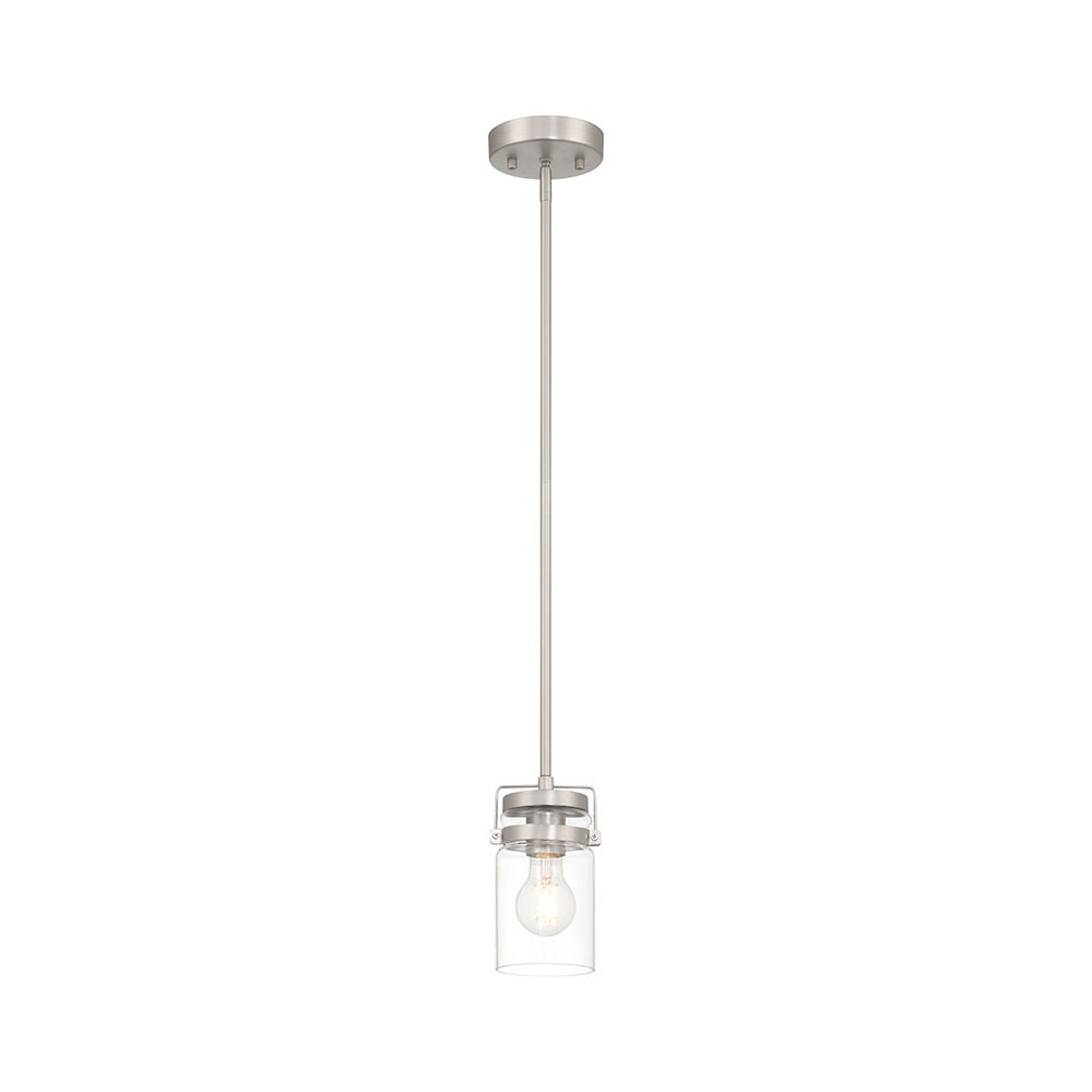 1 Light Pendant in Brushed Steel Color. Picture 1