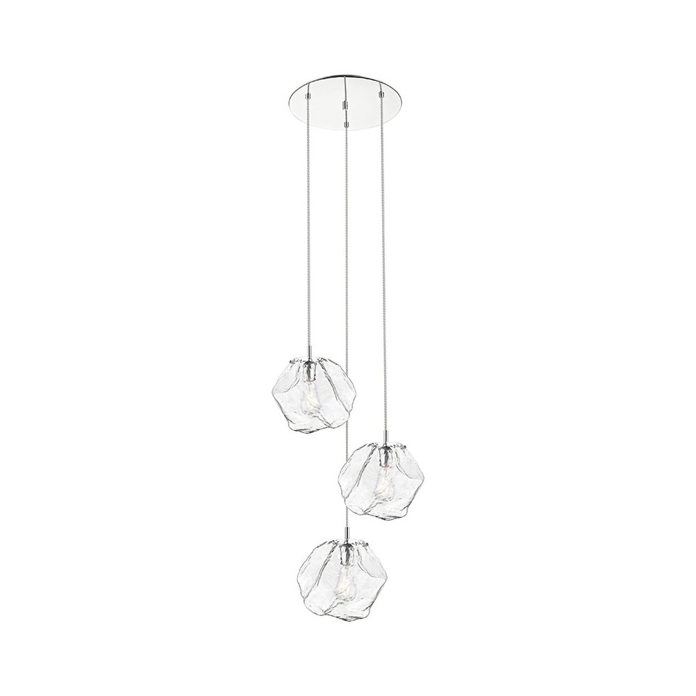 3 Light LED Pendant in Mirrored Stainless Steel Color. Picture 1