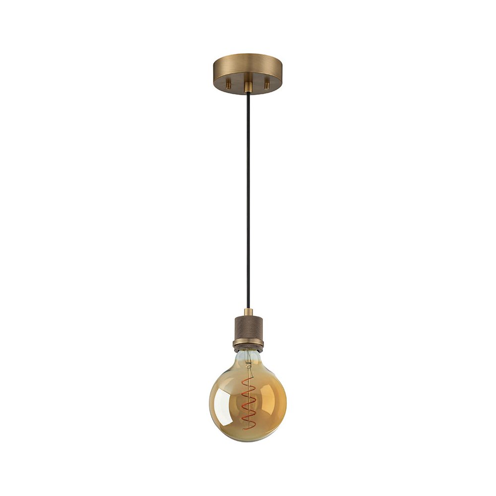 LED Pendant in Antique Brushed Brass Color. Picture 1