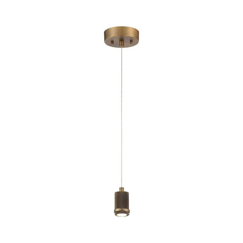 LED Pendant in Antique Brushed Brass Color. Picture 1