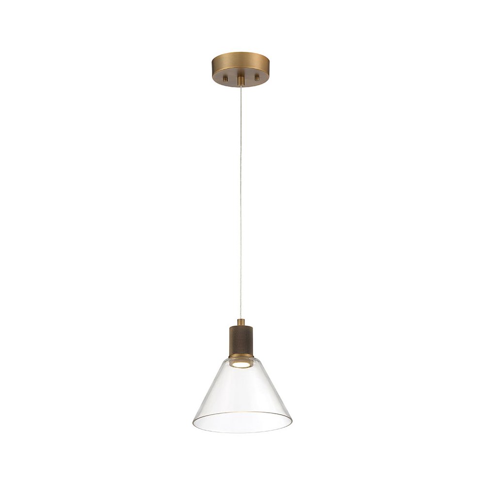 Martini LED Pendant in Antique Brushed Brass Color. Picture 1