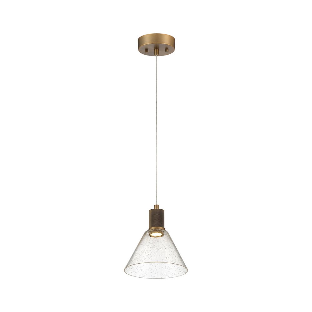 Martini LED Pendant in Antique Brushed Brass Color. Picture 1