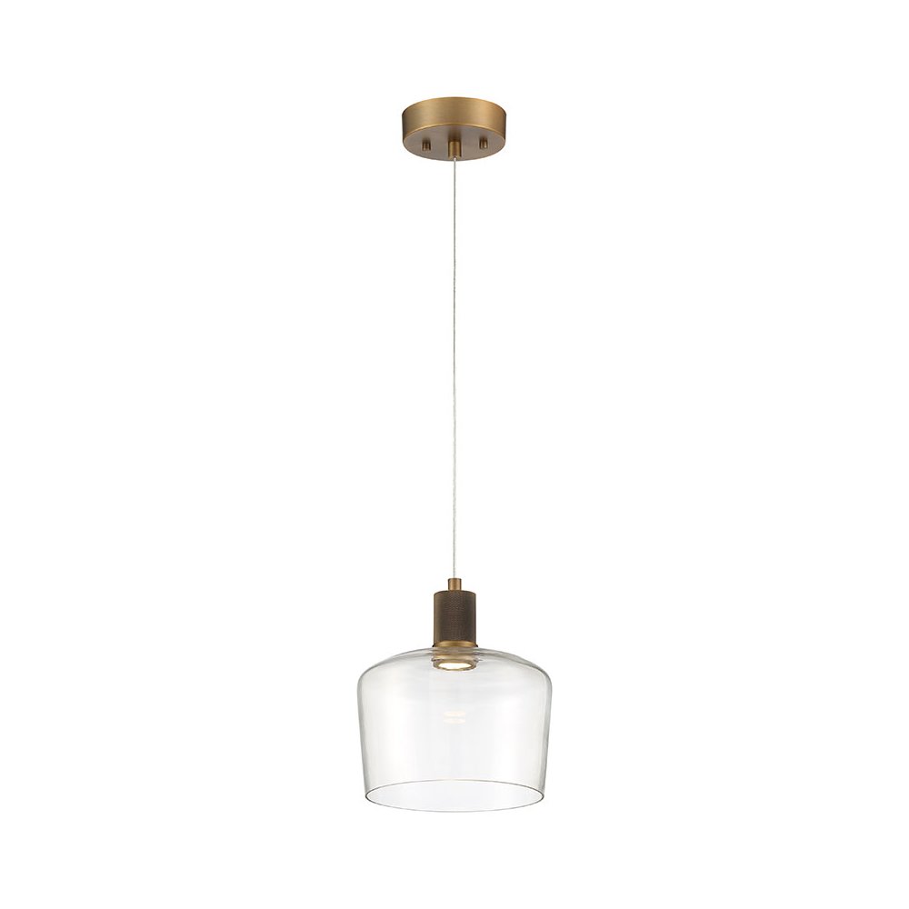 Chardonnay LED Pendant in Antique Brushed Brass Color. Picture 1