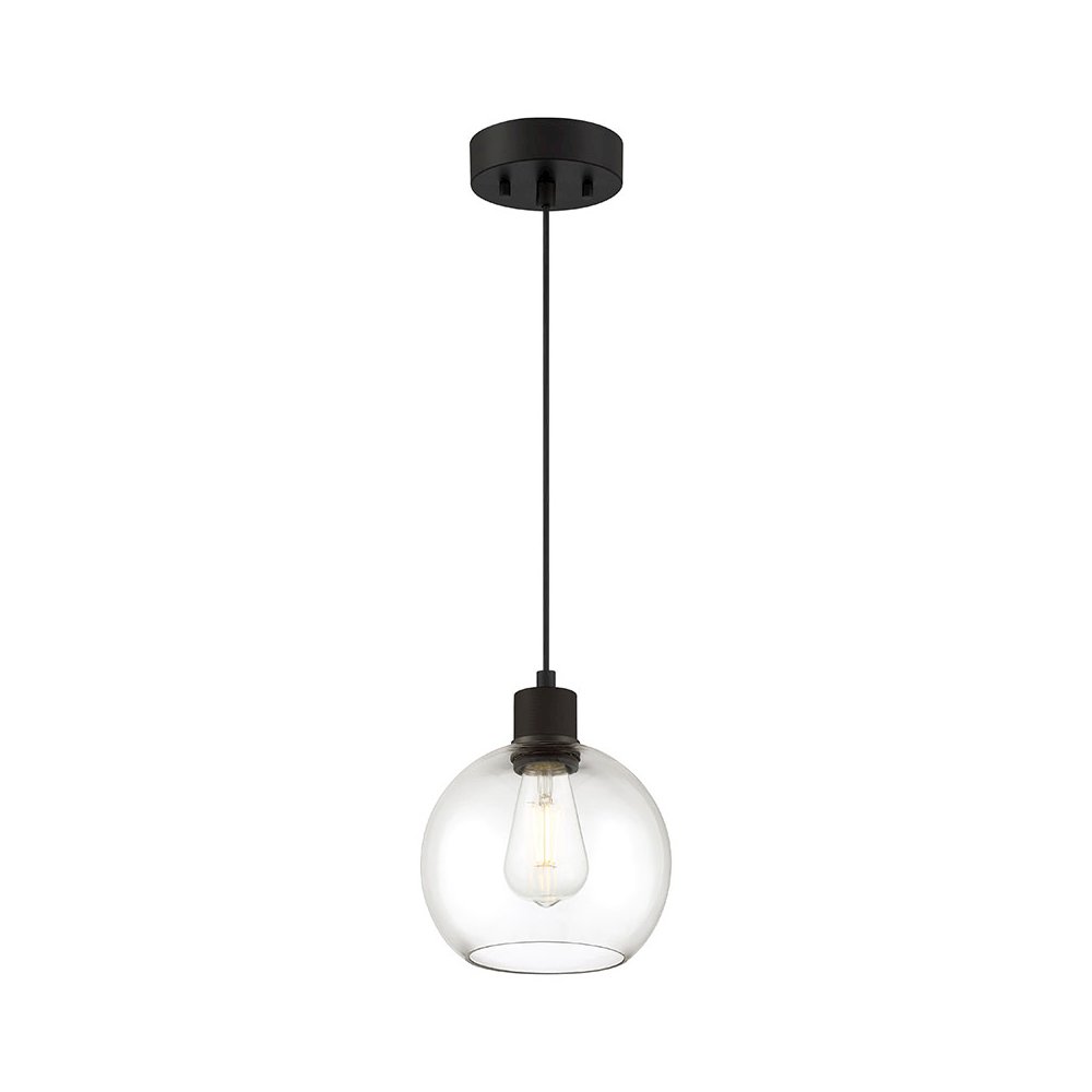 Burgundy LED Pendant in Matte Black Color. Picture 1