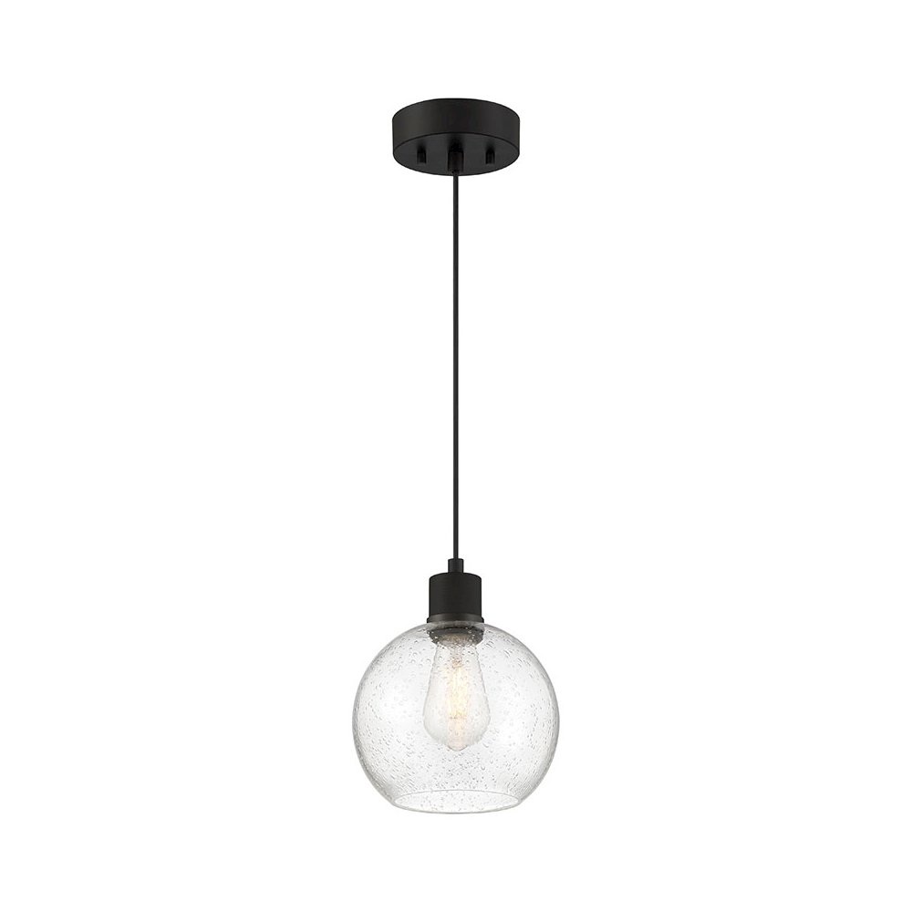 Burgundy LED Pendant in Matte Black Color. Picture 1