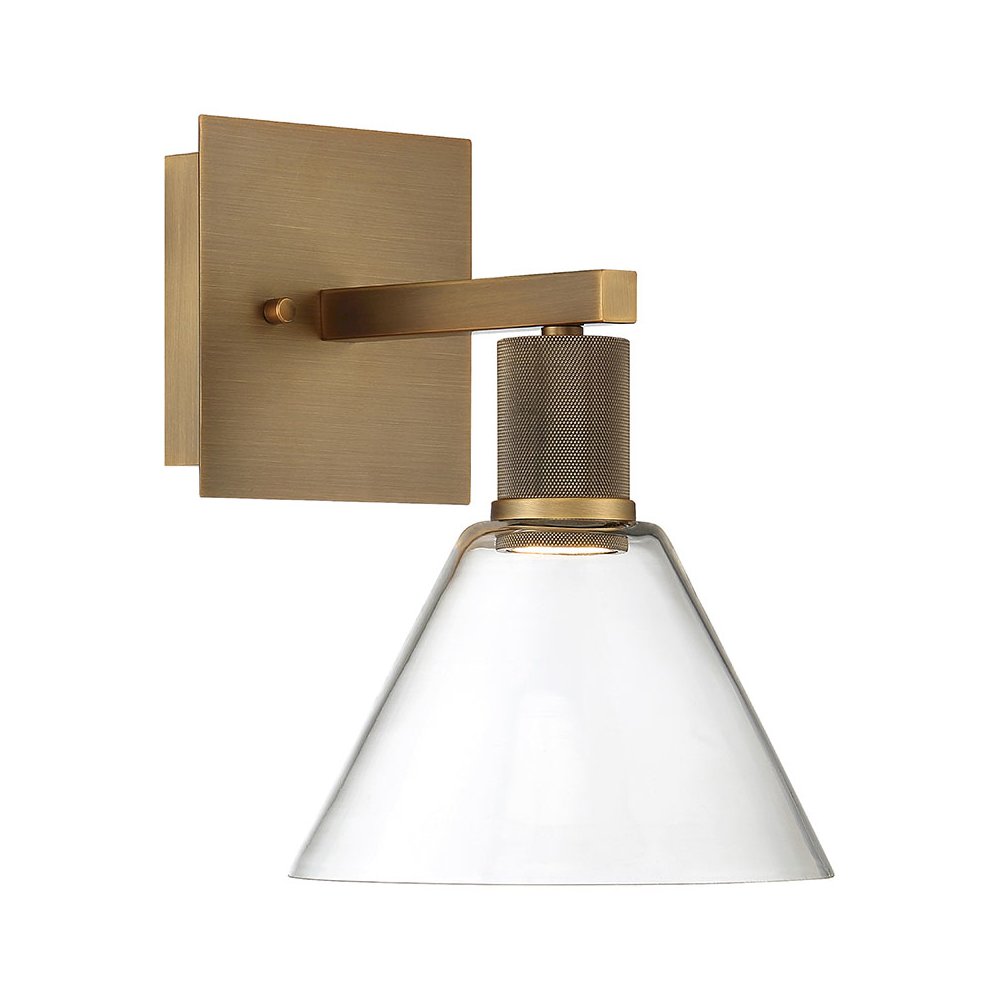Martini LED Wall Sconce in Antique Brushed Brass Color. Picture 1