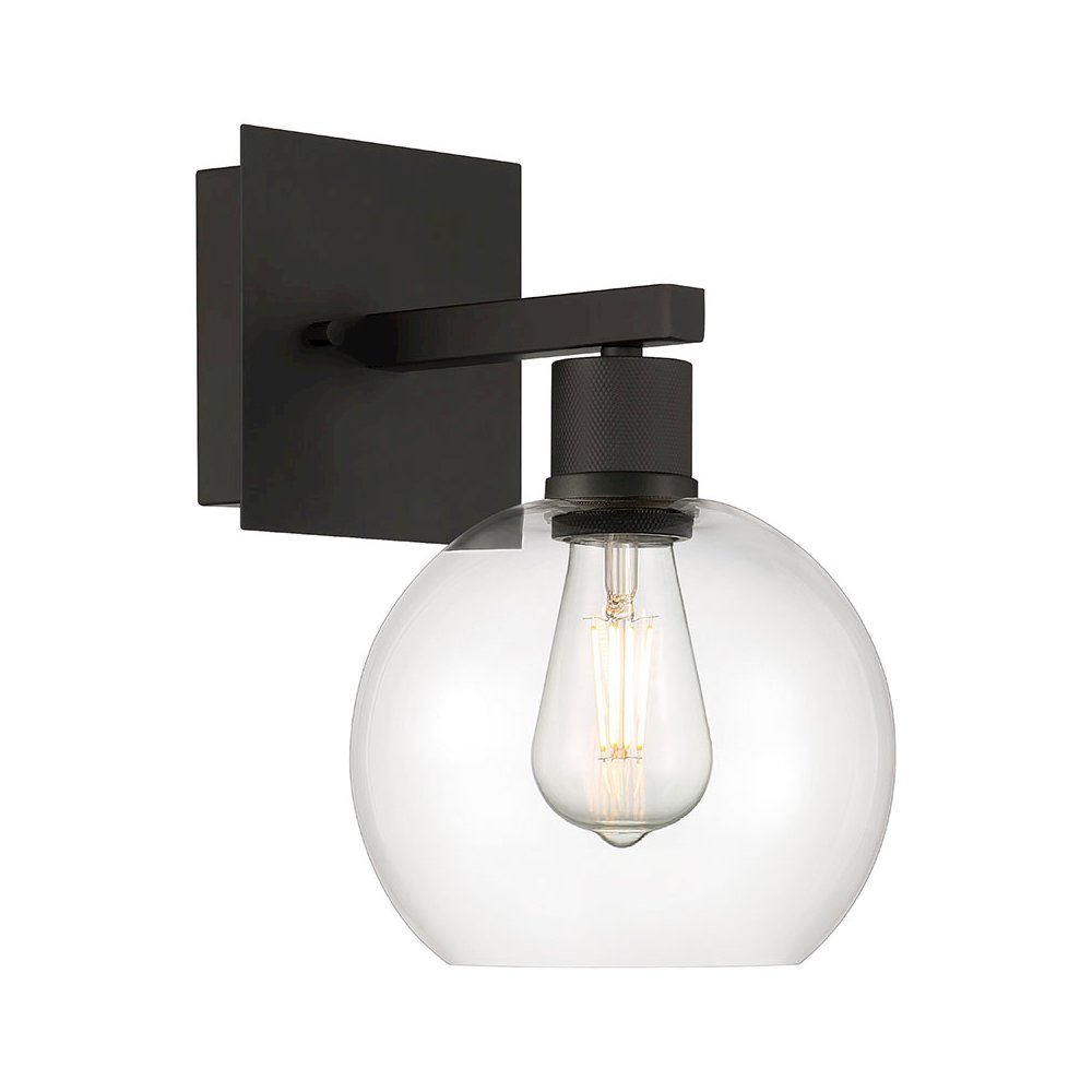 Burgundy LED Wall Sconce in Matte Black Color. Picture 1
