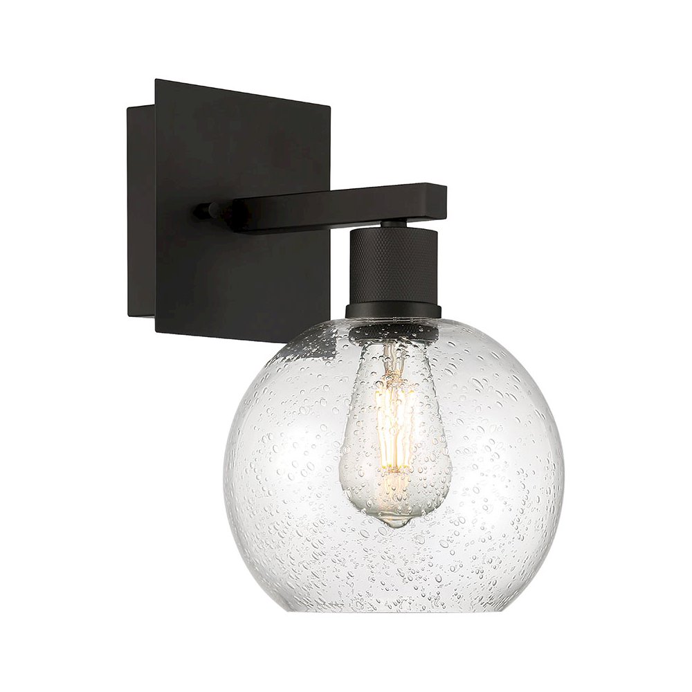 Burgundy LED Wall Sconce in Matte Black Color. Picture 1