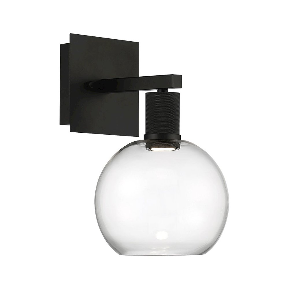 Burgundy LED Wall Sconce in Matte Black Color. Picture 1